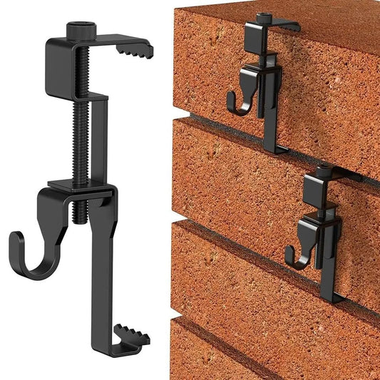 6 Pack Brick Clips Hanger Hooks, Mount on Without Drilling, Adjustable Stainless Steel Wall Clips for Hanging Outdoor Pictures,No Need to Drill Nails or Screws, Black
