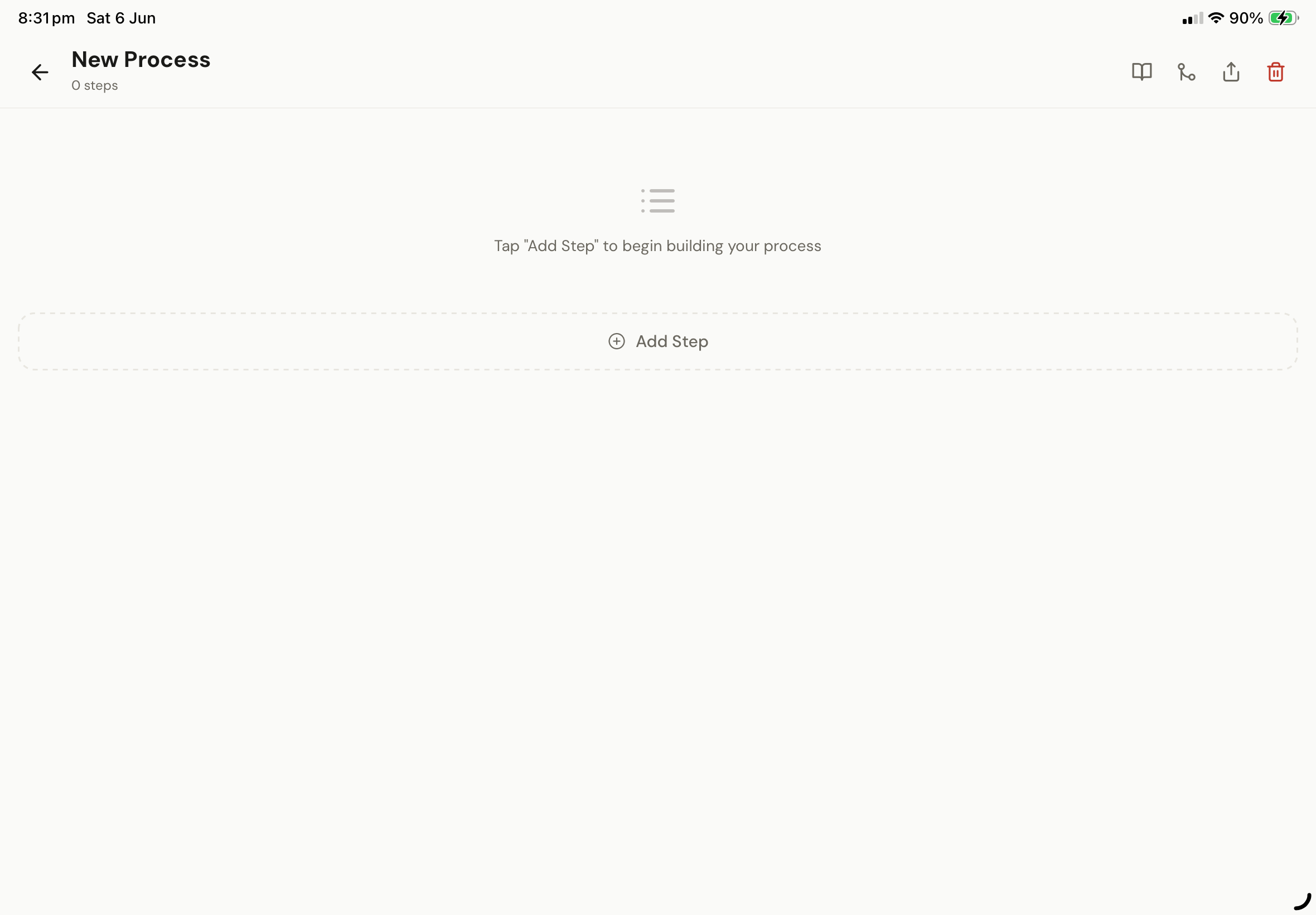 Main process screen